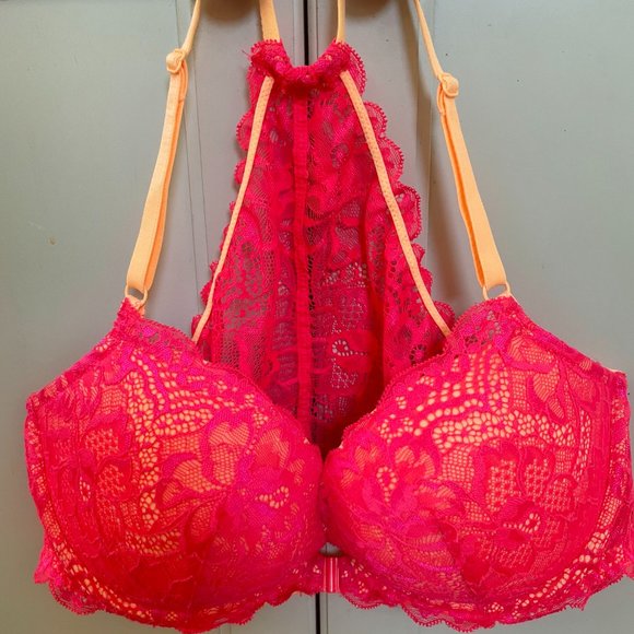 PINK by Victoria Secrets Padded Racerback Fushia/Peach Bra 36C - Picture 3 of 8